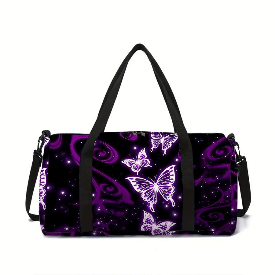 Home Gym Packages - Women's Large Travel Bag Purple Butterfly