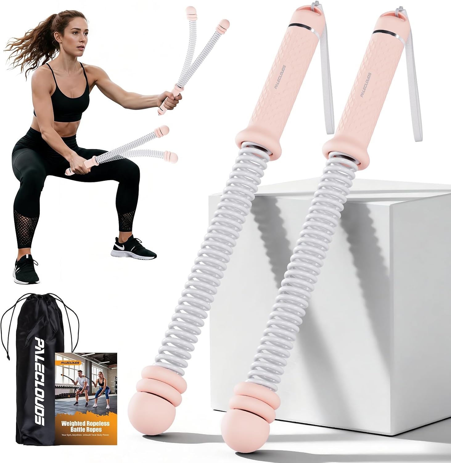 Home Gym Workout Equipment - Portable Ropeless Battle Ropes, Adjustable Weights