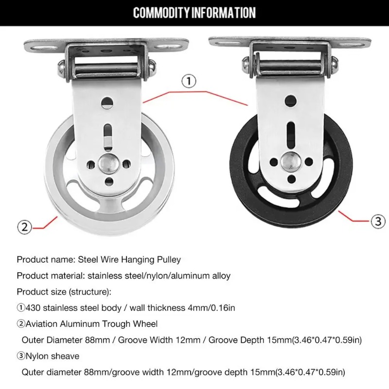 Home Gym Design - Mute Rotatable Stainless Steel Pulley Wheel