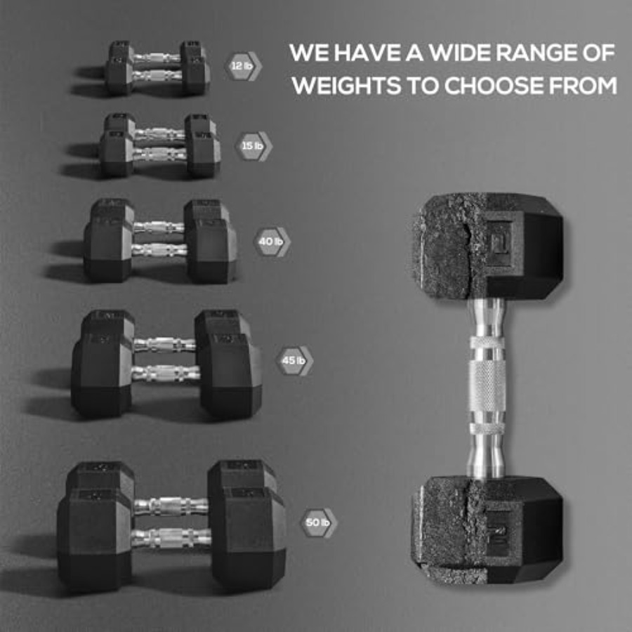 40lbs/45lbs/50lbs Rubber Dumbb - Home Gym Dumbbell Workout ulasan dan harga