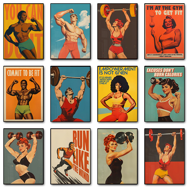 Retro Gym Bodybuilder Muscular - Home Gym Dumbbell Workout ulasan dan harga