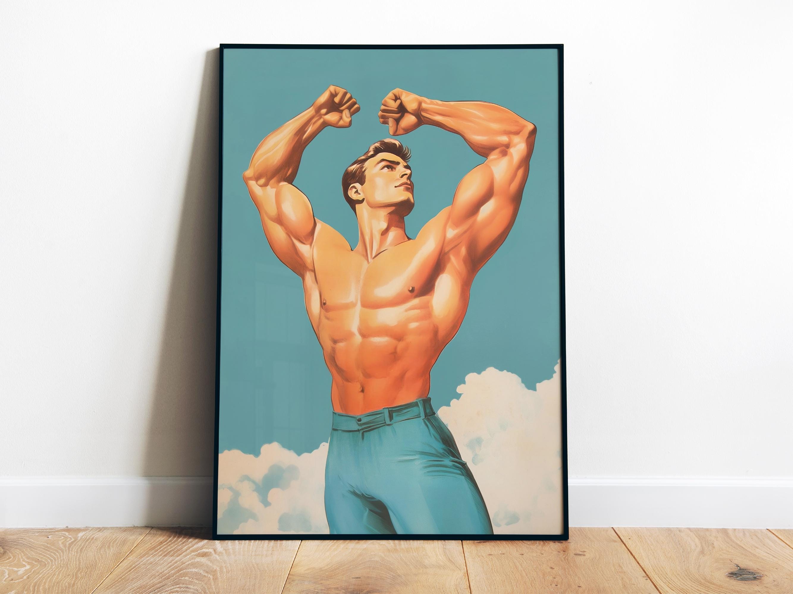 Retro Gym Bodybuilder Muscular - Home Gym Dumbbell Workout ulasan dan harga