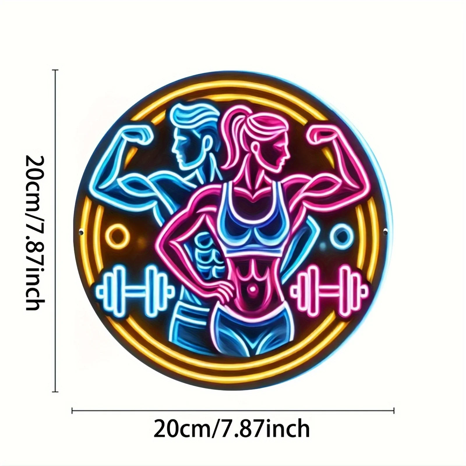 2D Metal Sign Fitness Gym Neon - Home Gym Dumbbell Workout ulasan dan harga