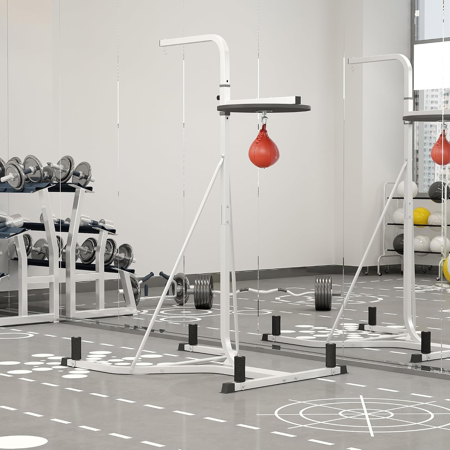 2-in-1 Punching Bag Stand with - Home Gym Weights ulasan dan harga
