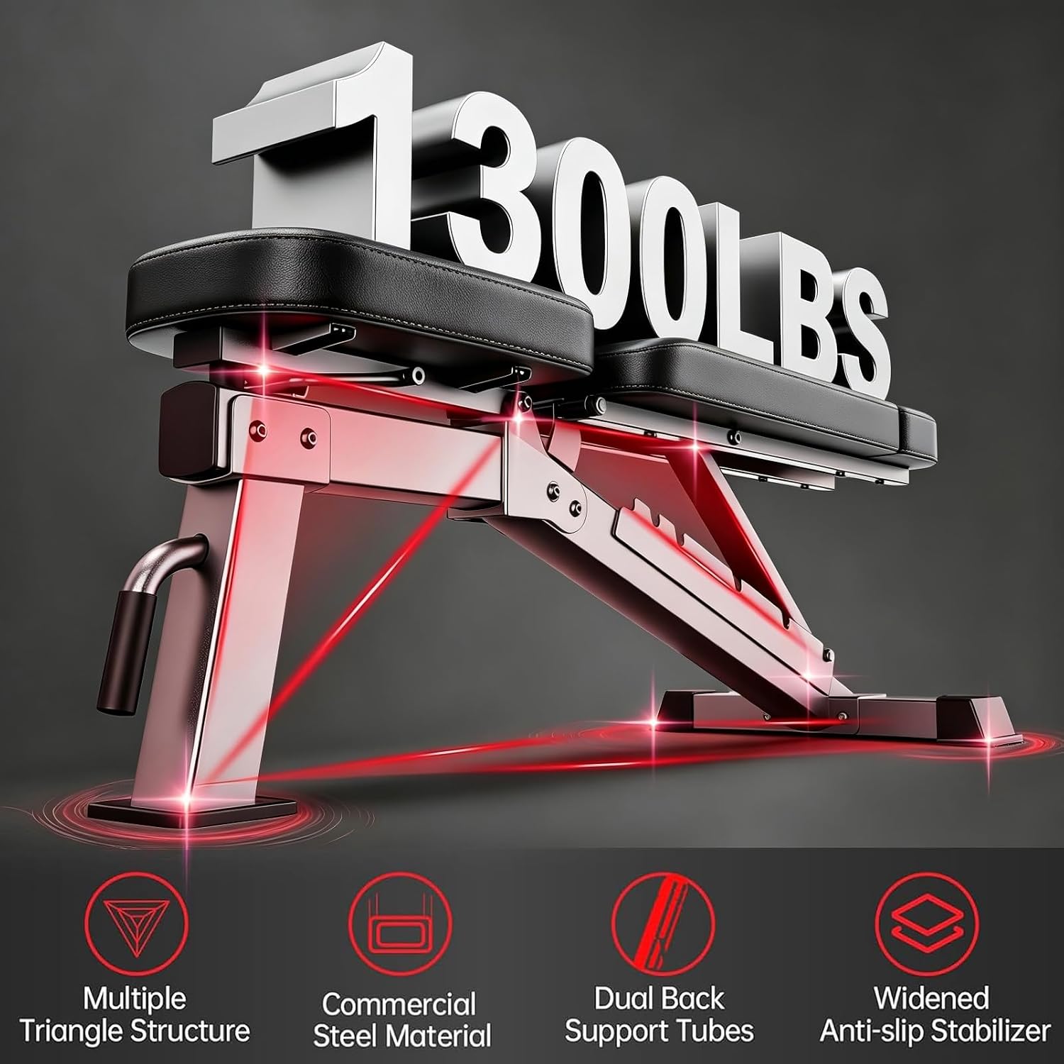 Adjustable Weight Bench 1300LB - Home Gym Weights ulasan dan harga