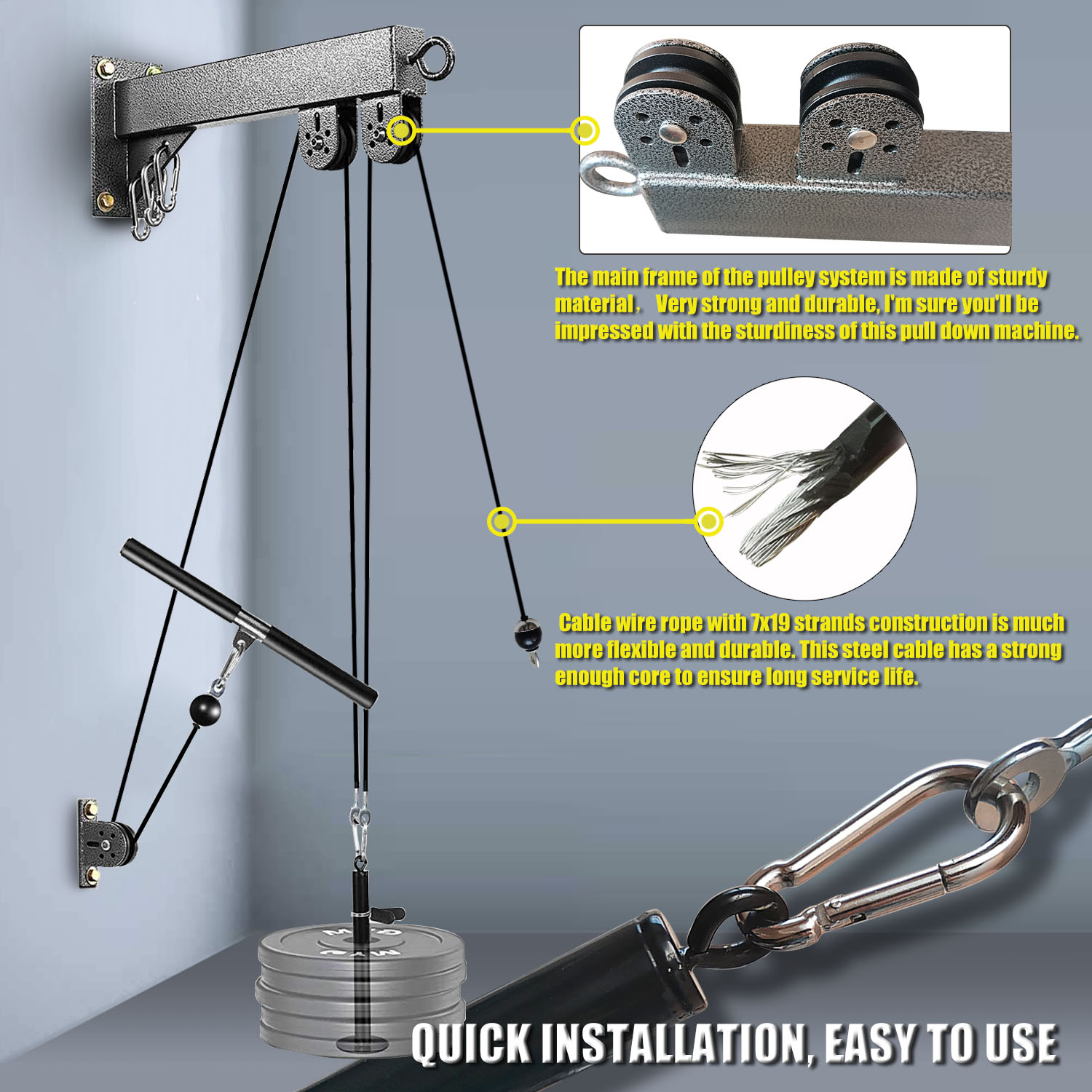 Fitness Wall Mounted Pulley Sy - Home Gym Lat Pulldown ulasan dan harga