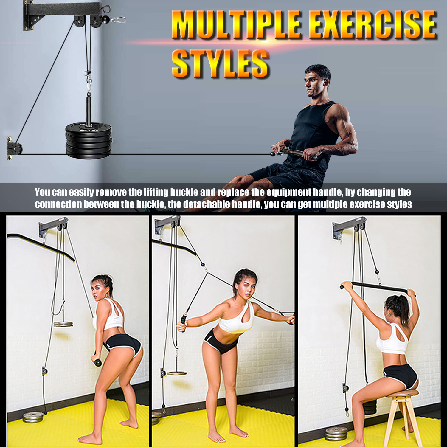 Fitness Wall Mounted Pulley Sy - Home Gym Lat Pulldown ulasan dan harga