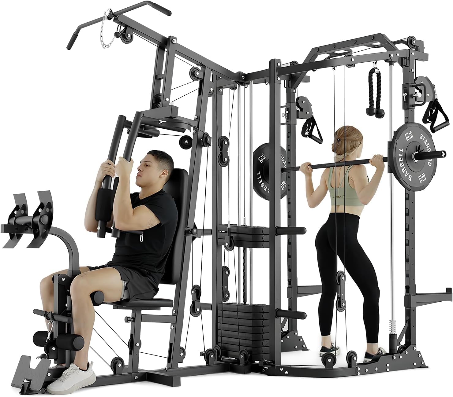 Dual-Station SmithΔ Machine Po - Home Gym Cable Machine With Weight Stack ulasan dan harga