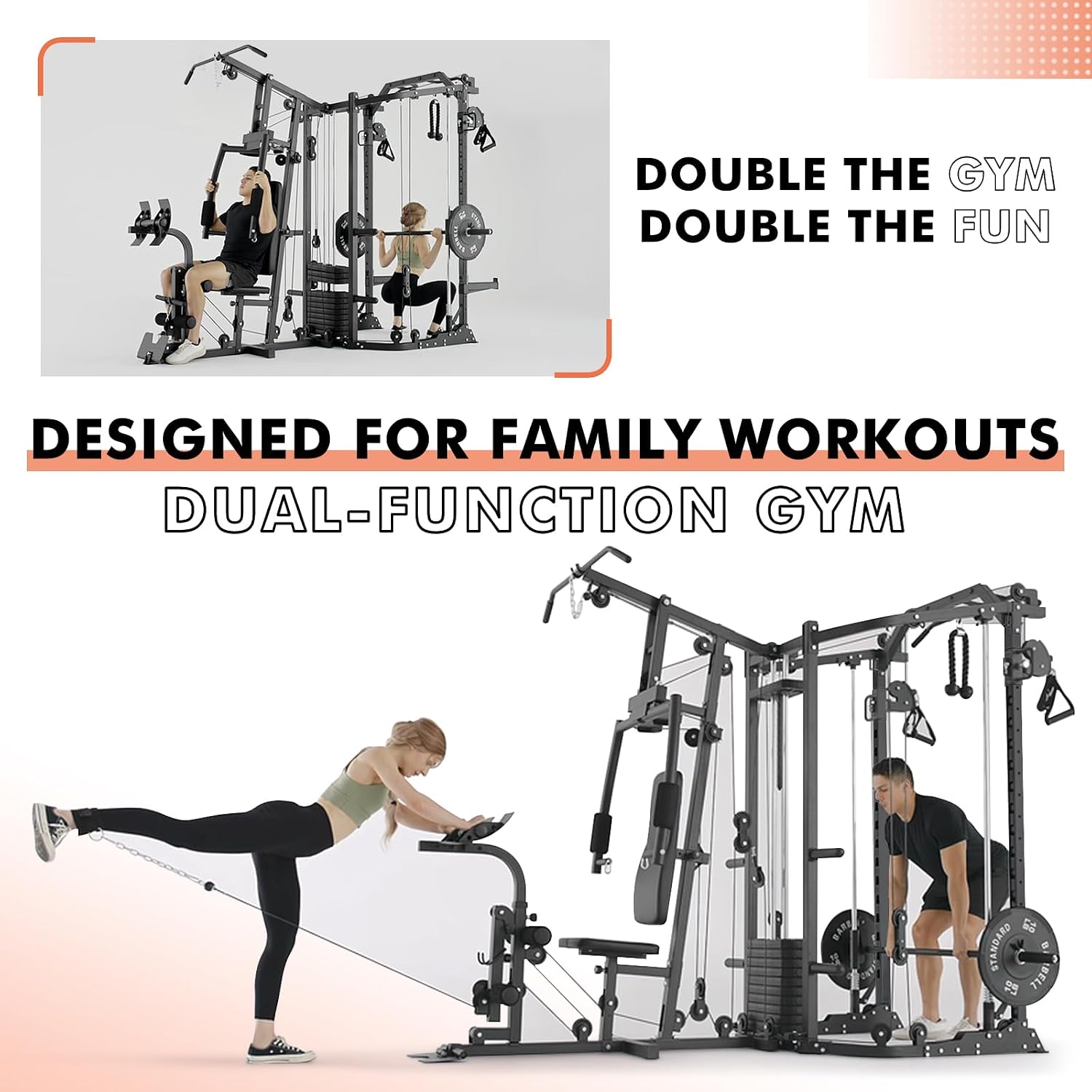 Dual-Station SmithΔ Machine Po - Home Gym Cable Machine With Weight Stack ulasan dan harga