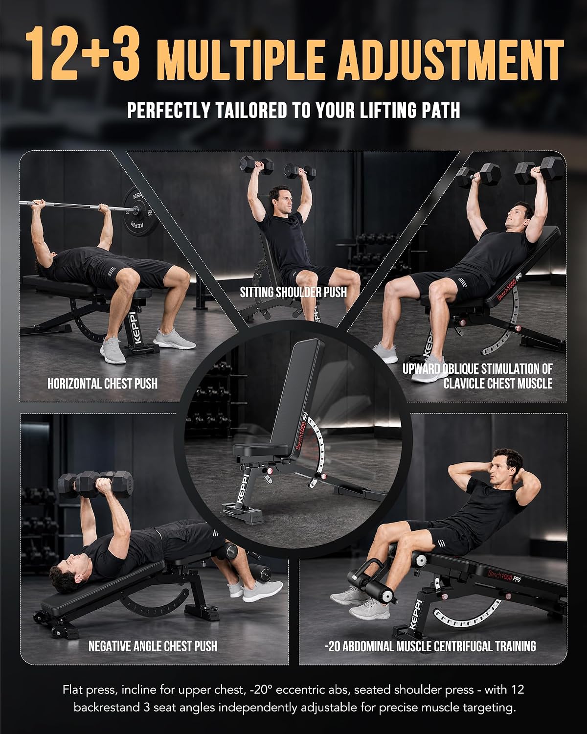 Adjustable Weight Bench 1200LB - Home Gym Weights ulasan dan harga